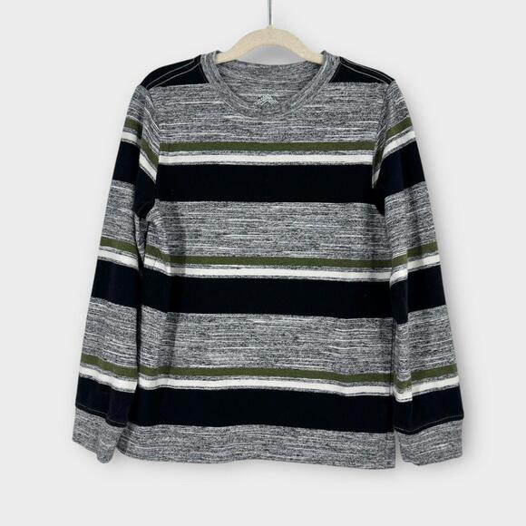 Thereabouts Other - Thereabouts Boy’s Size 8 Gray Green Striped Print Crew Neck Pullover T Shirt